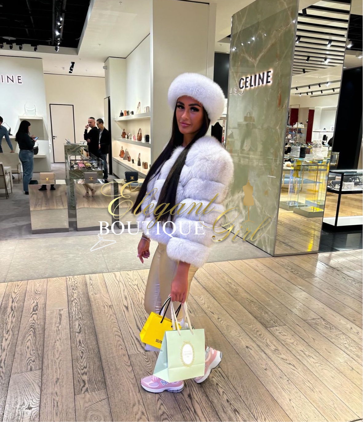 Luxury Cropped 5 Ring Fox Fur- Foxtip white