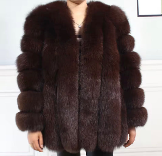 Luxury Long ‘Sydney’ Fox Fur - Chocolate Brown
