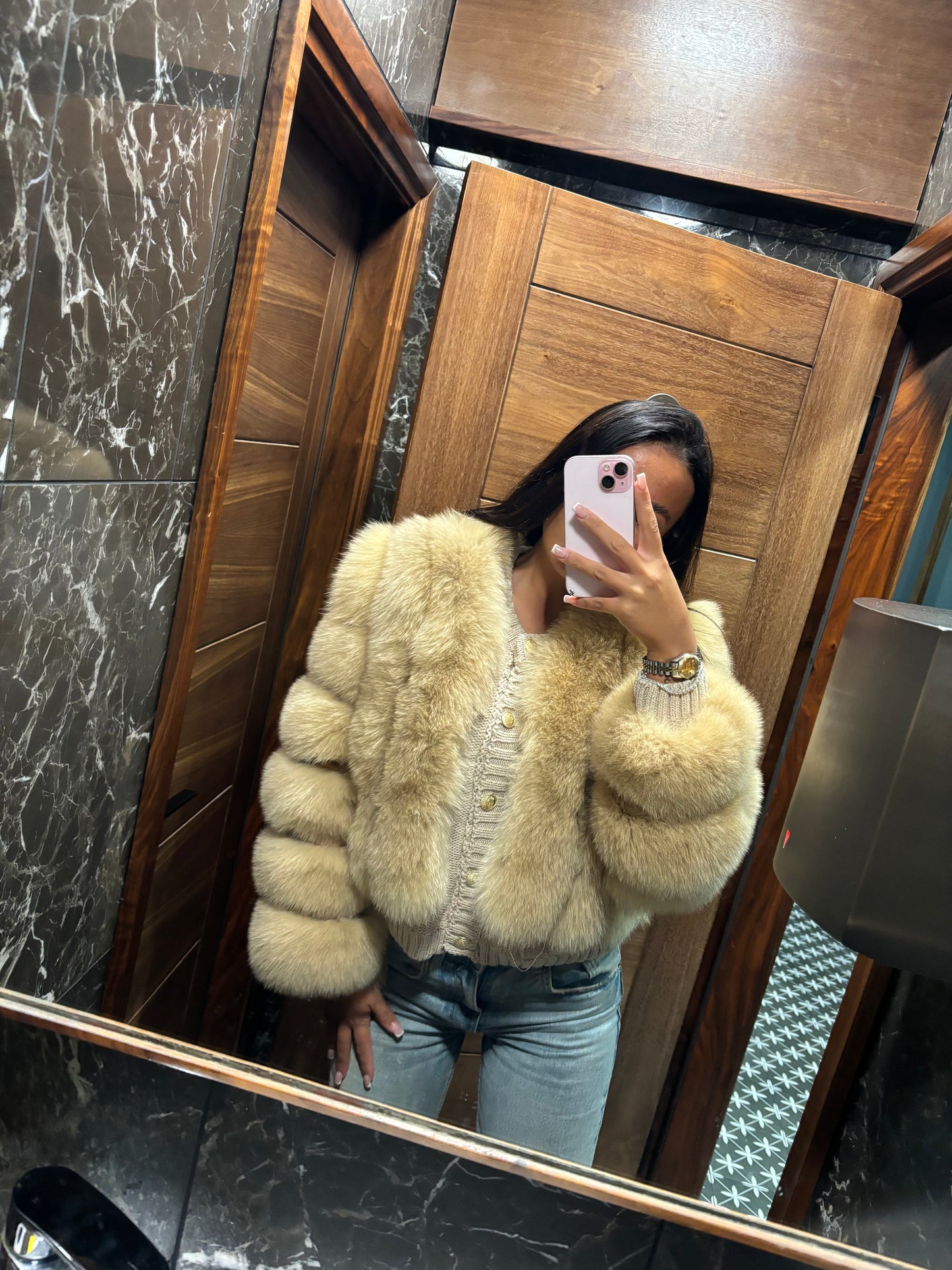 Luxury 6 Ring Cropped ‘Sydney’ Fox Fur- Camel