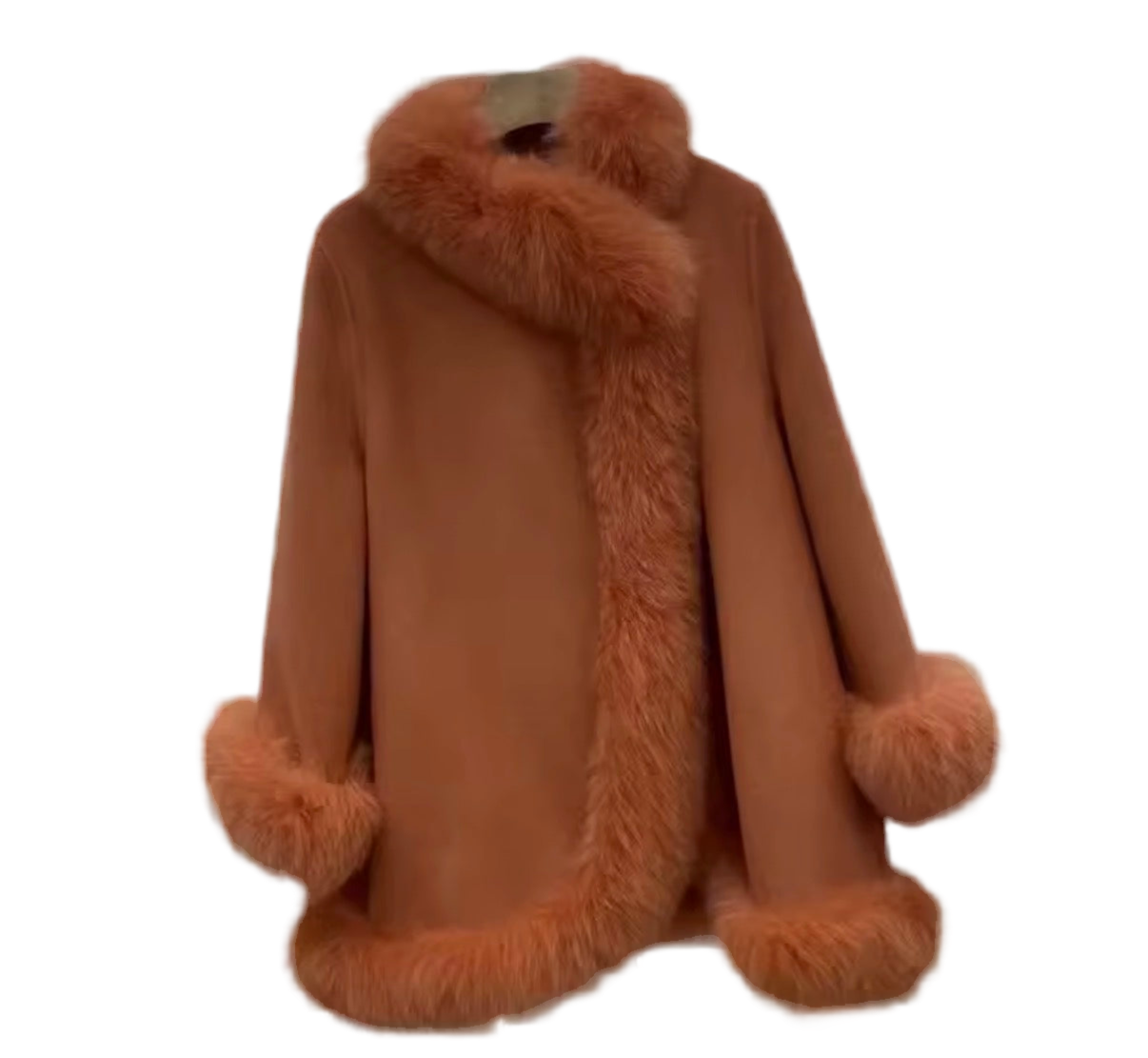 Cashmere Fox Fur trim coat