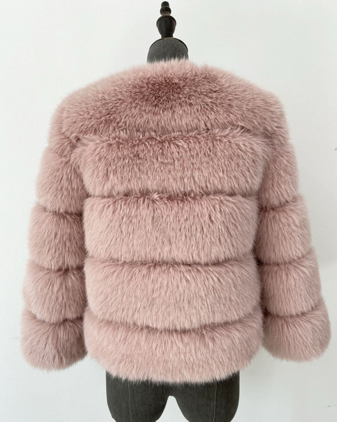Luxury Cropped 5 Ring Faux Fur- Lotus Pink